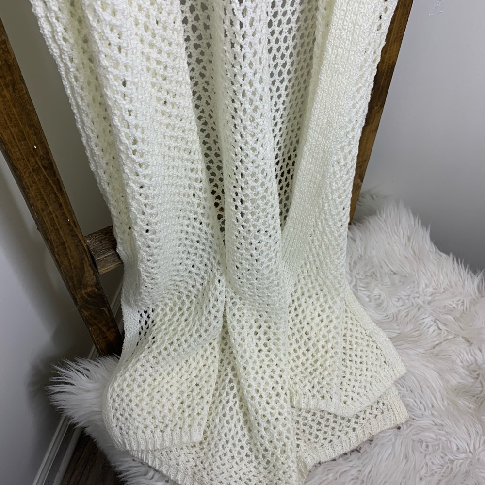 POL Elegant White Open-Knit Women's Sweater Cardigan Size S - Picture 4 of 5